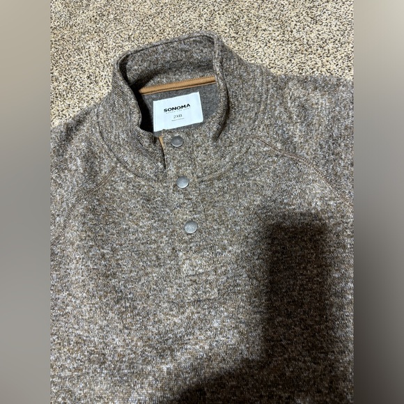Sonoma men’s 2XB gray long sleeve fleece 3 button collard pullover sweater - Picture 8 of 10